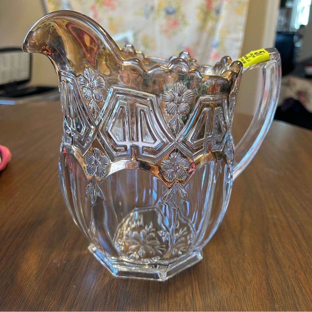 EAPG US Glass Athenia aka Reverse 44 AKA Panel 44 Glass Pitcher Antique